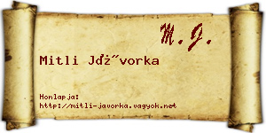 Mitli Jávorka névjegykártya